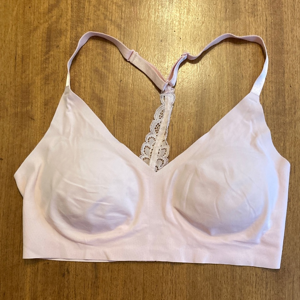 True and Co. Bra Wireless Racerback Bralette Pink M